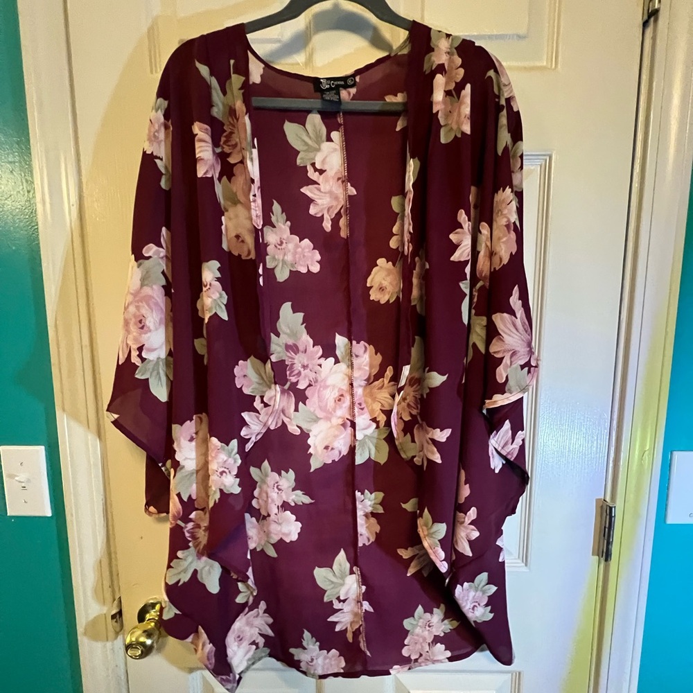 Miss Chievous Burgundy Floral Kimono